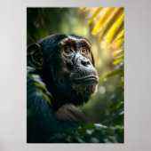 Bedenklicher Schimpanse im Dschungel Poster (Vorne)