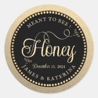 Bedeutet, Gold Black Wedding Honey Bee Label zu se