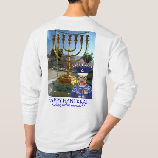 bedeutet langärmeliges Abschlagen. Happy Hanukkah, T-Shirt (Rückseite)