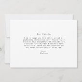 Bedeutsamer Abschluss für Schwarzes Script-Foto Dankeskarte (Rückseite)