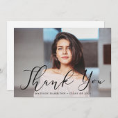 Bedeutsamer Abschluss für Schwarzes Script-Foto Dankeskarte (Vorne/Hinten)