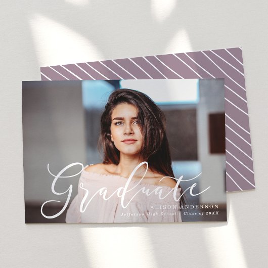 Bedeutsamer Script-Lila-Foto-Abschluss Ankündigung