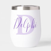 Bedeutung des Namens Delphi und Monogramm in lila  (Rückseite)