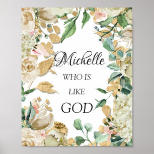 Bedeutung des Namens Michelle Blumen Hochzeit Gebu Poster