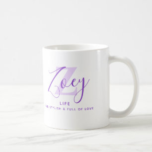 Bedeutung des Namens Zoey Monogramm Z lila Kaffeetasse