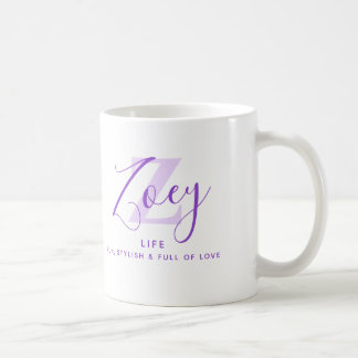 Bedeutung des Namens Zoey Monogramm Z lila Kaffeetasse