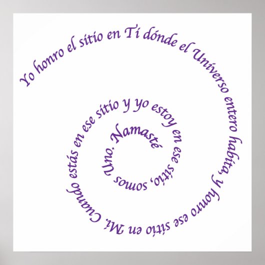 Bedeutung von Namaste' en Español Poster (Vorne)