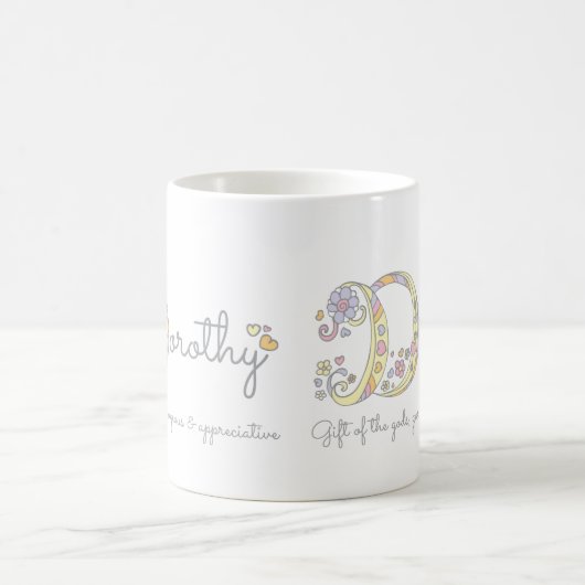 BEDEUTUNGS-Monogramm-Tasse Dorothy-Buchstaben D Kaffeetasse (Mittel)