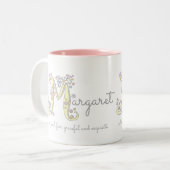 BEDEUTUNGS-Monogramm-Tasse Margaret-Buchstaben M Zweifarbige Tasse (Vorderseite Links)