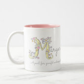 BEDEUTUNGS-Monogramm-Tasse Margaret-Buchstaben M Zweifarbige Tasse (Links)