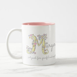 BEDEUTUNGS-Monogramm-Tasse Margaret-Buchstaben M Zweifarbige Tasse