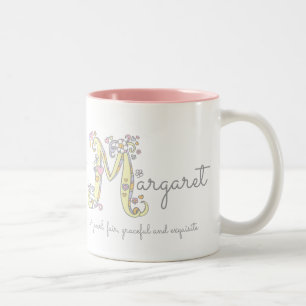 BEDEUTUNGS-Monogramm-Tasse Margaret-Buchstaben M Zweifarbige Tasse
