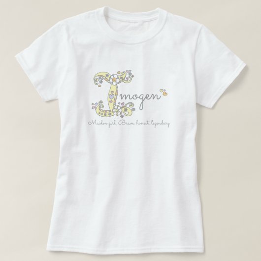 BEDEUTUNGS-Monogrammt-stück Imogen Mädchen I T-Shirt (Design vorne)