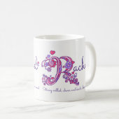 BEDEUTUNGSgekritzel-Kunst-Tasse Rachel-Buchstaben Kaffeetasse (VorderseiteRechts)