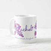 BEDEUTUNGSgekritzel-Kunst-Tasse Rachel-Buchstaben Kaffeetasse (Vorderseite Links)