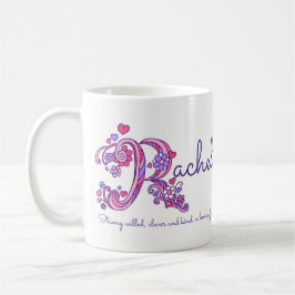 BEDEUTUNGSgekritzel-Kunst-Tasse Rachel-Buchstaben Kaffeetasse