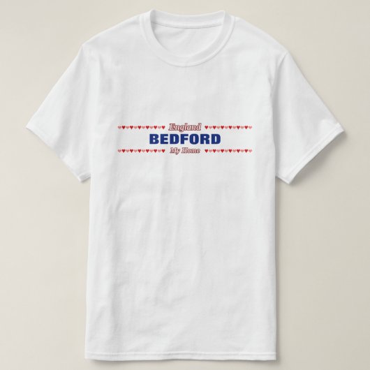 BEDFORD - mein Zuhause - England; Rote u. rosa T-Shirt (Design vorne)