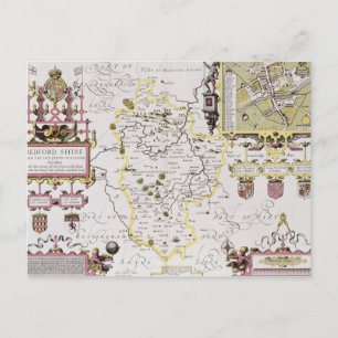 Bedfordshire and the situation of Bedford Postkarte