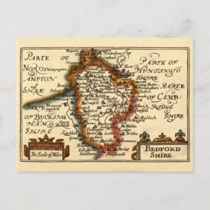 Bedfordshire Landkreis England Alte antike Karte