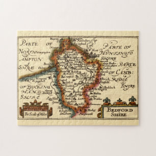 Bedfordshire Landkreis England Alte antike Karte Puzzle