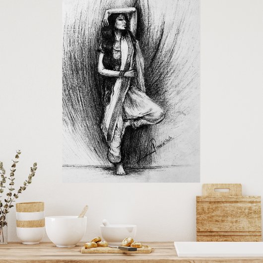 Bedhund - figurative Malerei Poster (Küche)