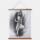 Bedhund - figurative Malerei Wandteppich Mit Holzrahmen (Vorderseite)