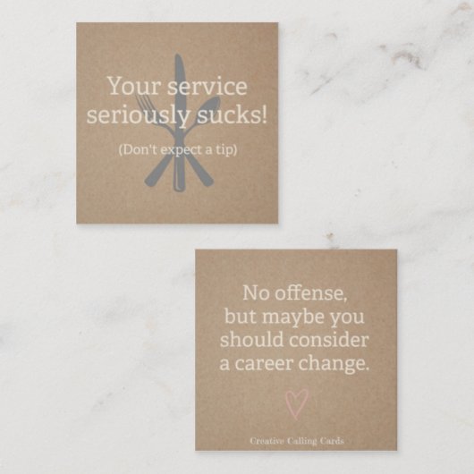 Bediener, Server, schlechte Servicekarte Telefonnummerkarte (Vorne/Hinten)