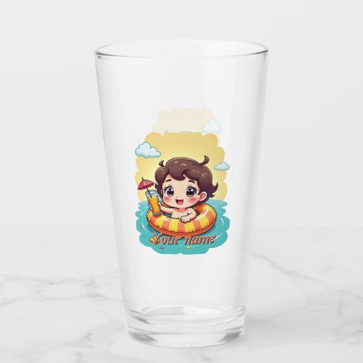 Bedienerfreundlicher Pool Ring mit Drink Art Glas (Vorderseite)