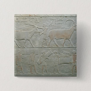 Bedienstete, die einen Oryx und eine Antilope Button