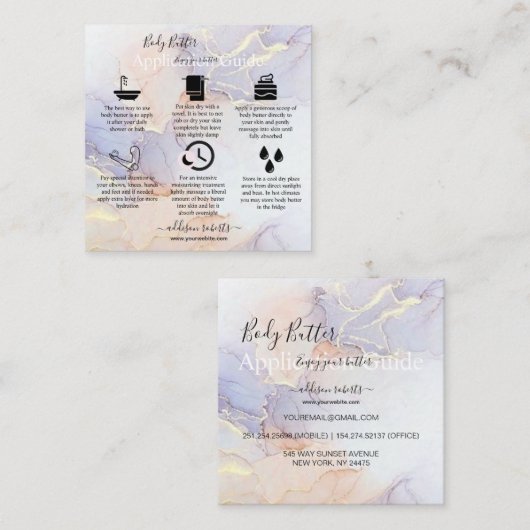 Bedienungsanleitung für Body Butter Moderne Elegan Quadratische Visitenkarte (Vorne/Hinten)