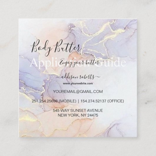 Bedienungsanleitung für Body Butter Moderne Elegan Quadratische Visitenkarte (Rückseite)