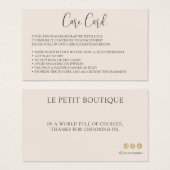 Bedienungsanleitung für die Blush Clothing Care Ca (Vorne & Hinten)