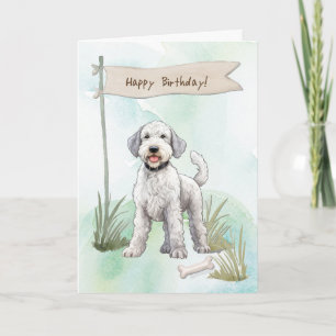 Bedlington Terrier Breed Dog Under Birthday Sign Karte