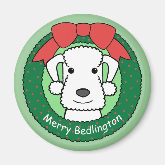 Bedlington Terrier Christmas Magnet (Vorne)