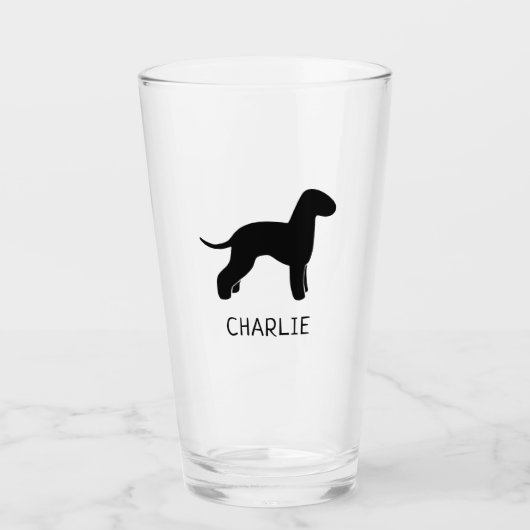 Bedlington Terrier Dog Silhouette Personalisiert Glas (Vorderseite)
