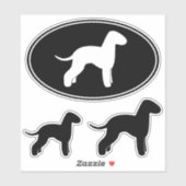 Bedlington Terrier Dog Silhouetten Sticker Set (Blatt)