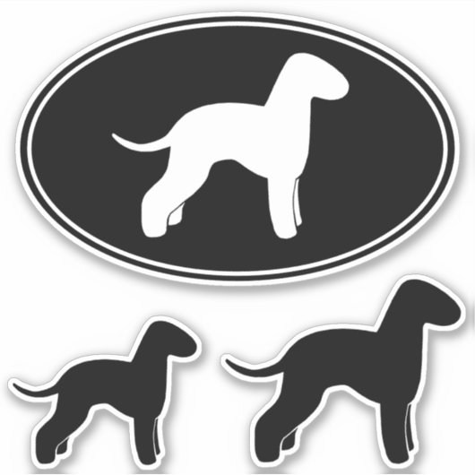 Bedlington Terrier Dog Silhouetten Sticker Set (Vorderseite)