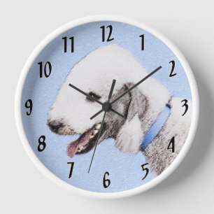Bedlington Terrier Gemälde - Original-Hundekunst Uhr