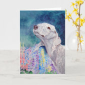 Bedlington Terrier Grußkarten Karte (Gelbe Blume)