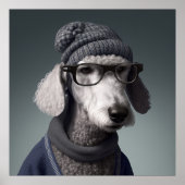 Bedlington Terrier Hipster Dog Poster (Vorne)
