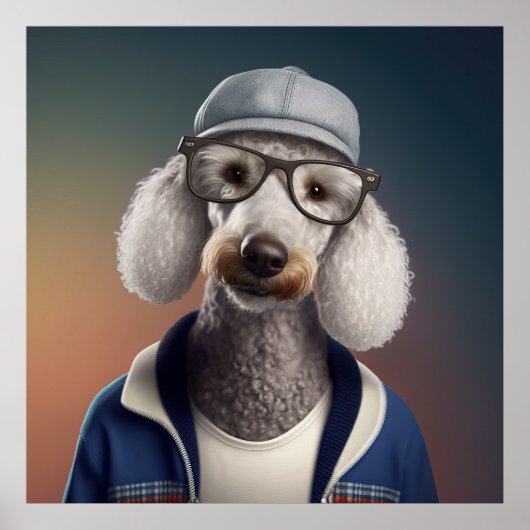Bedlington Terrier Hipster Dog Poster (Vorne)