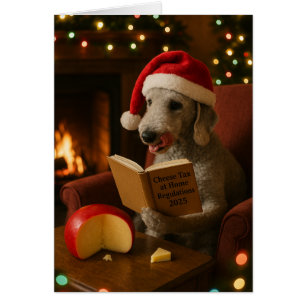 Bedlington Terrier 'Käse-Steuer' Weihnachtskarte