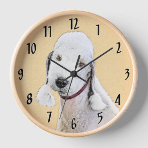 Bedlington-Terrier-Malerei - Original-Hundekunst Uhr