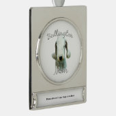 Bedlington Terrier Mama 2 Banner-Ornament Silber (Rechts)