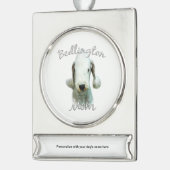 Bedlington Terrier Mama 2 Banner-Ornament Silber (Links)