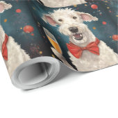 Bedlington Terrier Neujahr Geschenkpapier (Rolleneckpunkt)