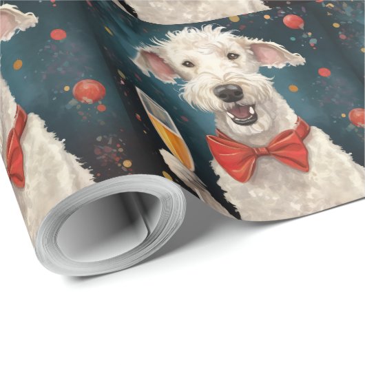 Bedlington Terrier Neujahr Geschenkpapier (Rolleneckpunkt)