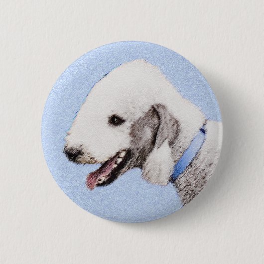 Bedlington Terrier Painting - Original Dog Art Button (Vorderseite)