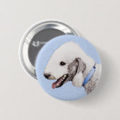 Bedlington Terrier Painting - Original Dog Art Button (Vorne & Hinten)