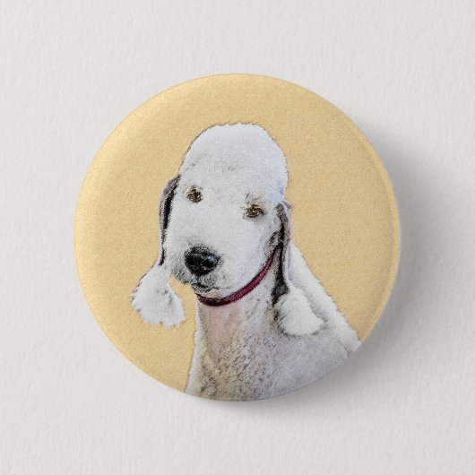 Bedlington Terrier Painting - Original Dog Art Button (Vorderseite)
